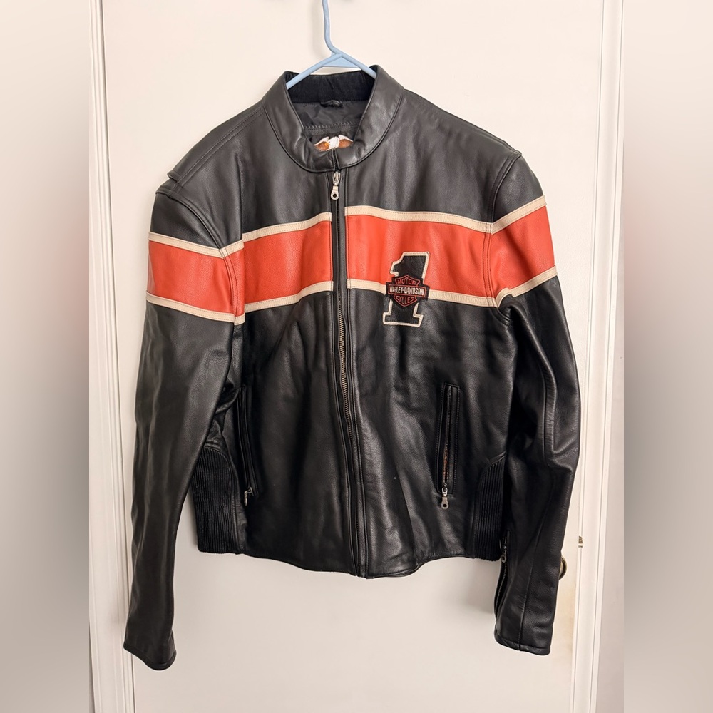 Vintage Harley Davidson Iconic #1 Logo Leather Jacket